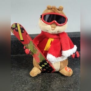 2012 Alvin and The Chipmunks Animated Snowboard Christmas Singing Plush 10"